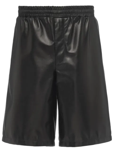 Prada triangle-logo leather Bermuda shorts Black UPP2241WDV