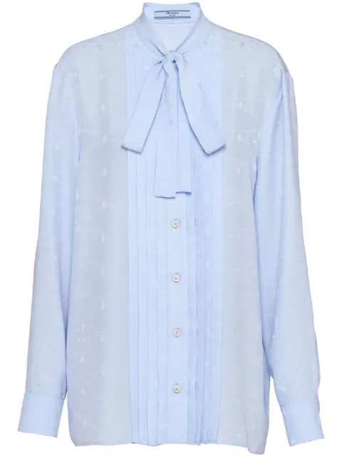 Prada jacquard crepe-de-chine blouse Blue P466GS23113BD