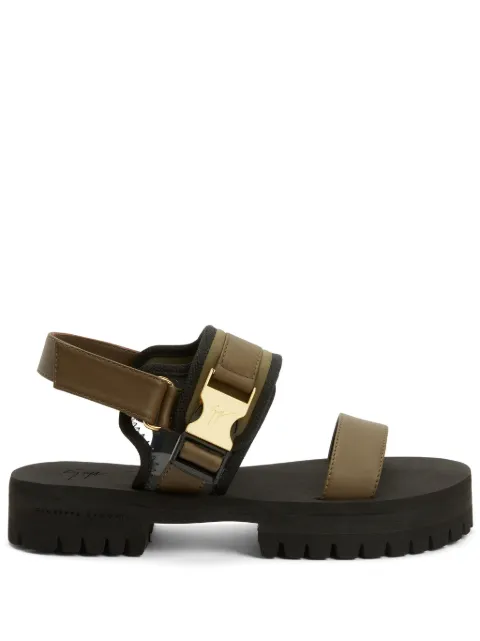Giuseppe Zanotti Mederic logo-buckle leather sandals Green EU30031002