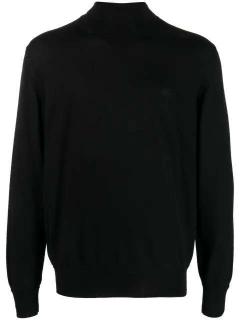ETRO logo-embroidered roll-neck jumper Black 1M5079603