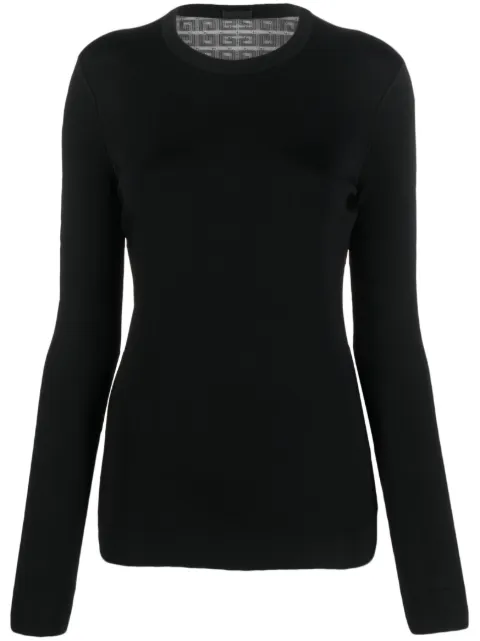 Givenchy long-sleeve round-neck T-shirt Black BW90LV4ZHD
