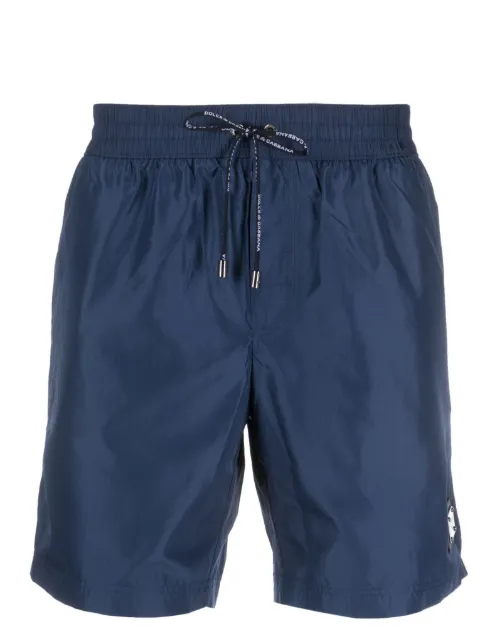 Dolce & Gabbana logo-plaque drawstring swim shorts Blue M4E45TONO06