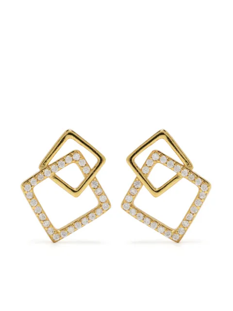 HZMER JEWELLERY geometric-shape rhinestone-embellished earrings Gold MCIEG1041