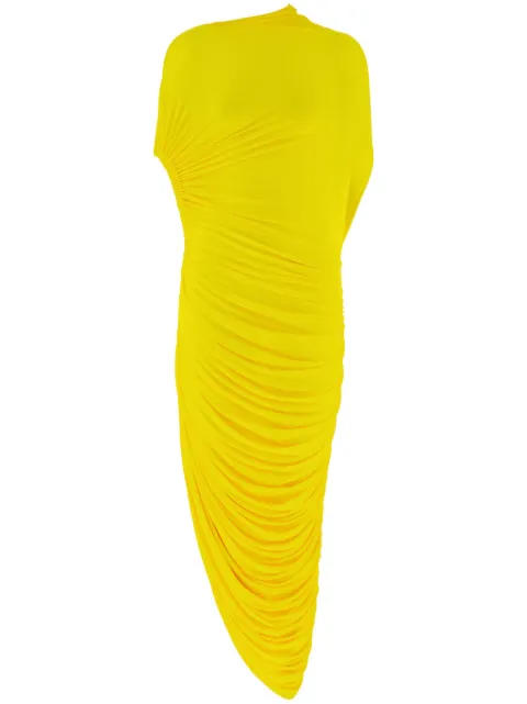 Ferragamo asymmetric draped midi dress Yellow 767391