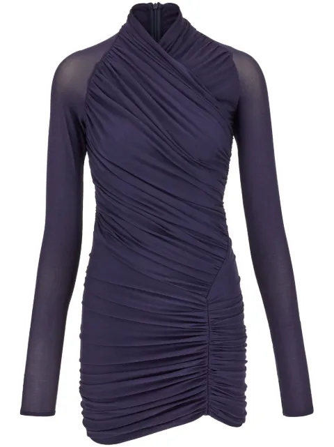 Ferragamo ruched long-sleeve minidress Blue 767735