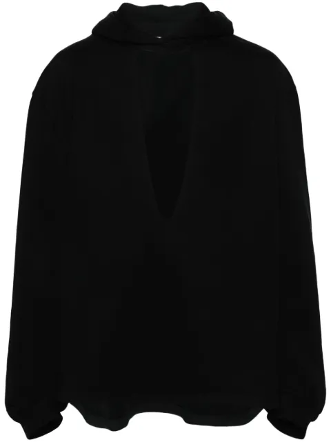 Random Identities plunge-V cotton hoodie Black JS2822