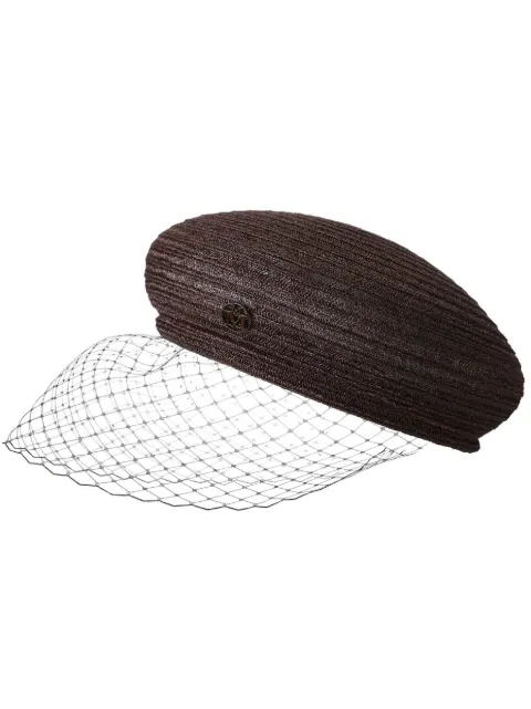 Maison Michel New Bonnie veil beret Brown 1088022003