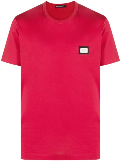 Dolce & Gabbana Cotton T-shirt with branded tag Red G8PT1TG7F2I