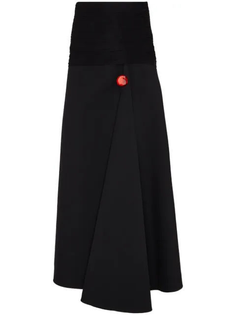 Ferragamo gemstone-detail A-line wool skirt Black 768007