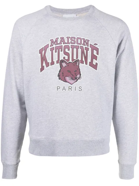 Maison Kitsuné logo-print cotton sweatshirt Grey LW00301KM0001