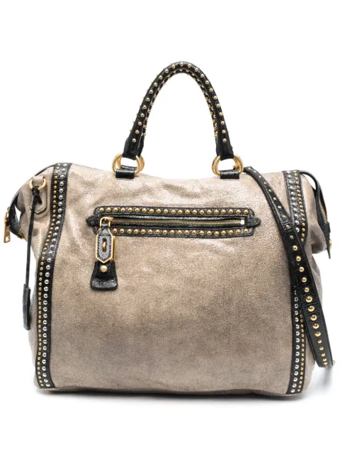 Prada Pre-Owned 2010s stud-embellished zipped two-way bag Neutrals PRA1500SS