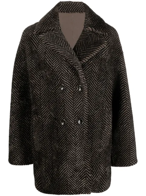 Manzoni 24 herringbone-pattern sheepskin coat Brown 23M1213S19