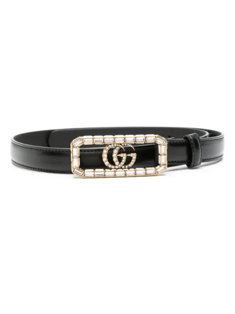 Gucci Double G-buckle leather belt Black 7515530YAUG