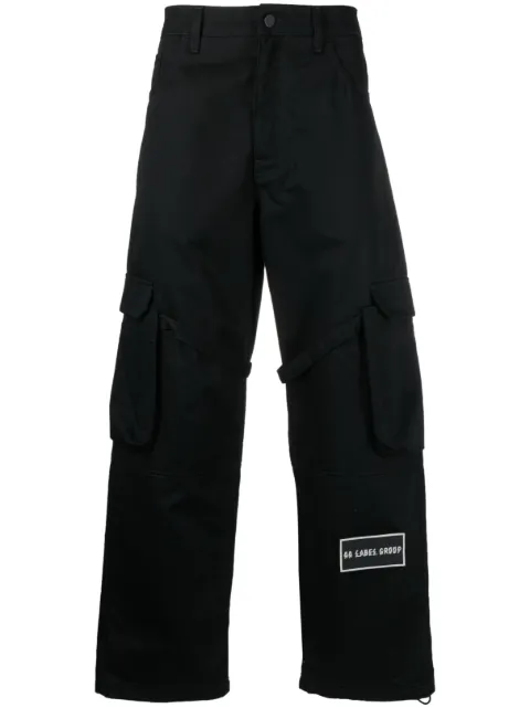 44 LABEL GROUP logo-patch cotton cargo pants Black B0030360FA254