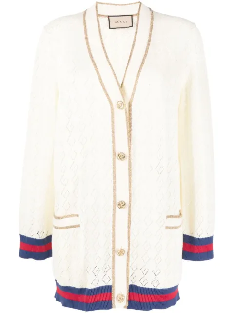 Gucci G-monogram pointelle cotton cardigan White 753682XKDGG