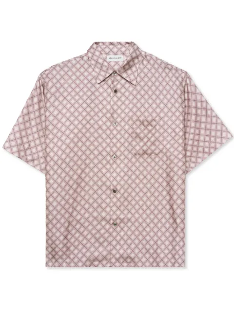 John Elliott lozenge-print silk shirt Neutrals E050F1001104A