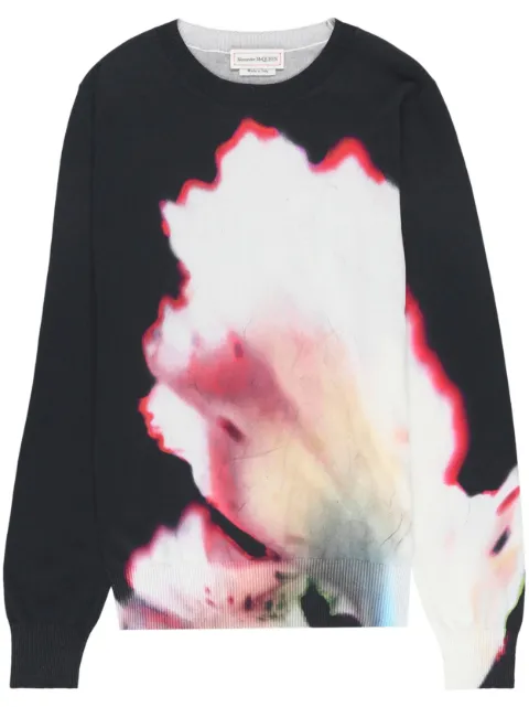 Alexander McQueen Solarised Flower-print cotton sweatshirt Black 752059Q1GBZ