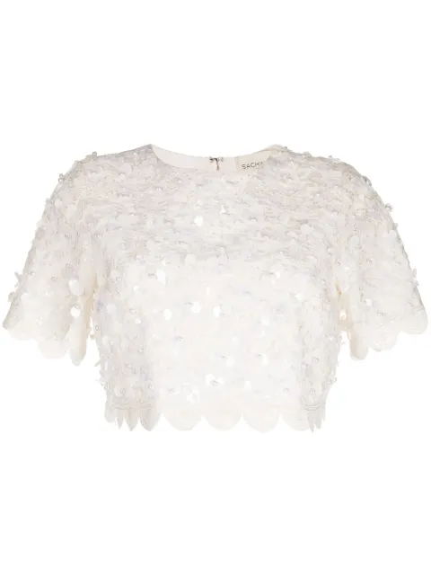 Sachin & Babi Naya floral-appliqué crop top White F231B47F
