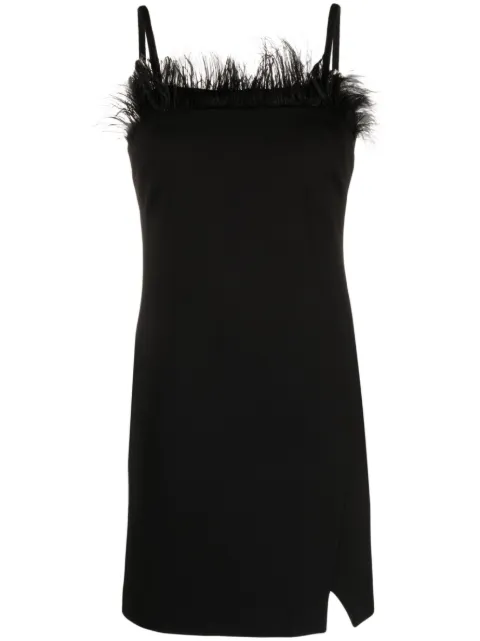 TWINSET feather-trim fitted minidress Black 232TP2490