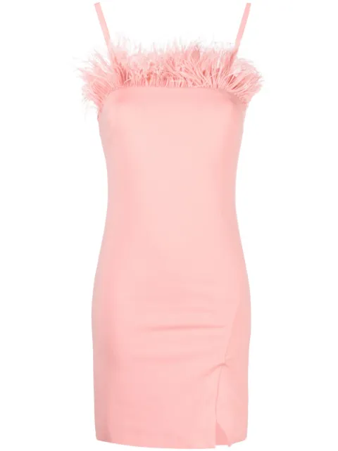 TWINSET feather-trim fitted minidress Pink 232TP2490
