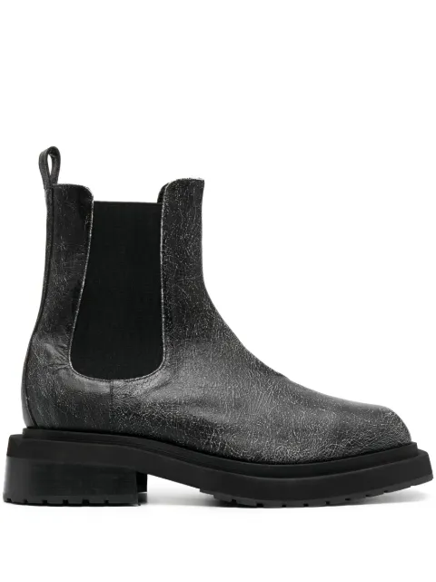 Eckhaus Latta Mike cracked-effect leather boots Black MIKEBOOTM