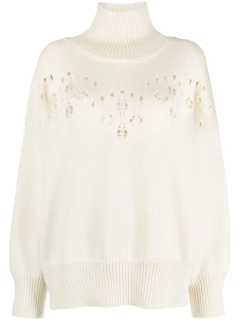 Chloé pointelle-knit wool jumper White CHC23AMP23670107