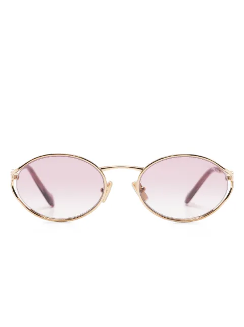 Miu Miu Eyewear logo-plaque oval-frame sunglasses Gold MU52YS5AK06S