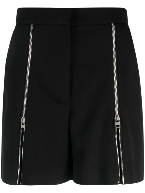 Alexander McQueen zip-embellished wool shorts Black 757297QJAAC