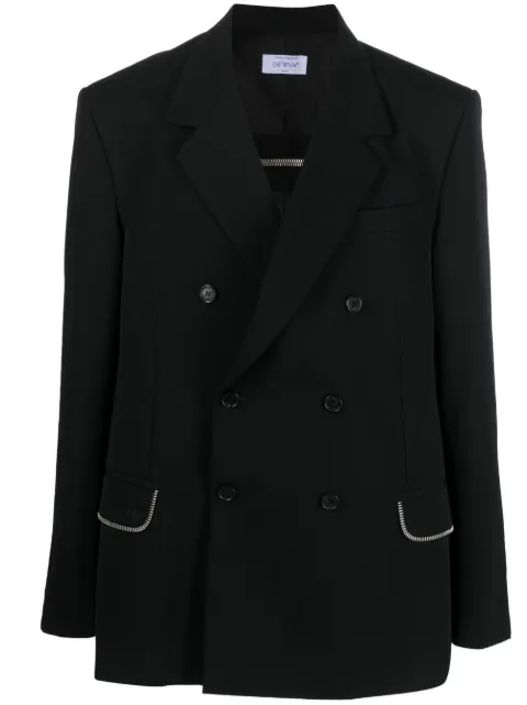 Off-White zip-embellished virgin-wool blazer Black OMEN072F23FAB0021010