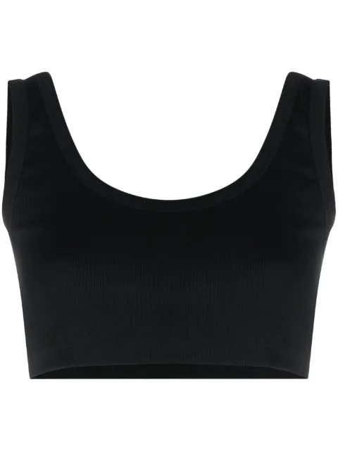Palm Angels logo-print cropped tank top Black PWAD052E23FAB0011010
