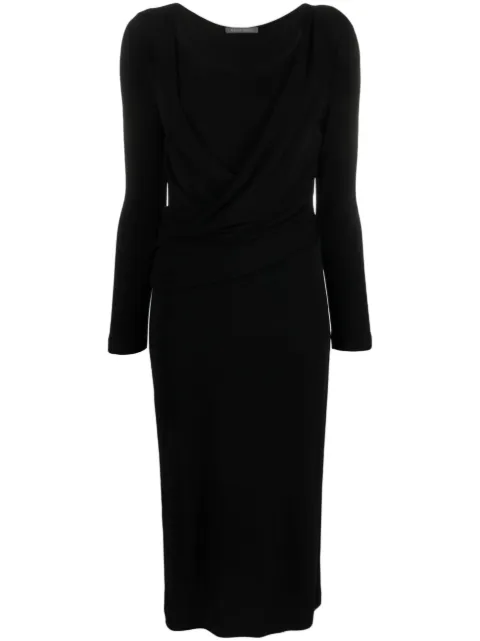 Alberta Ferretti round-neck draped midi dress Black A04366621