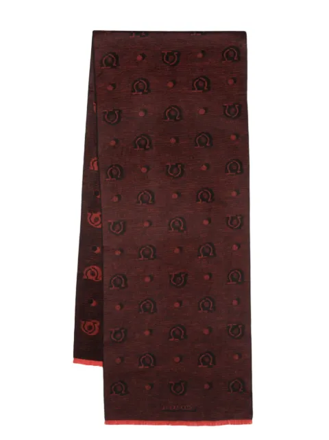 Ferragamo patterned-jacquard silk scarf Red 762090