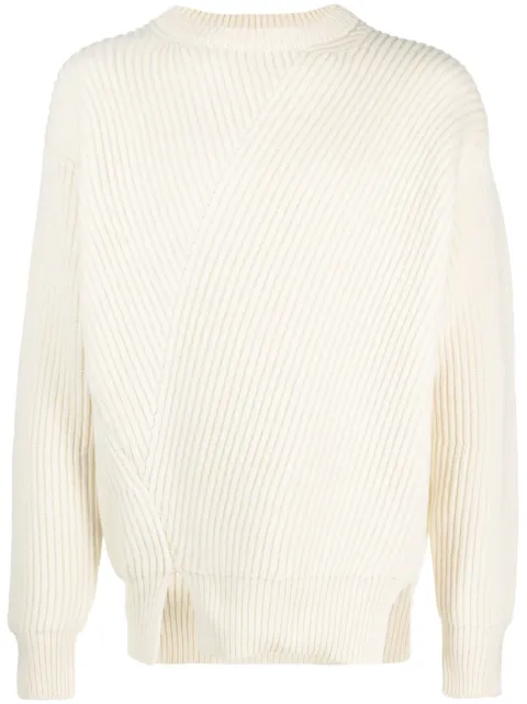 Jil Sander waffle-knit side-slits jumper Neutrals J22GP0154J14511