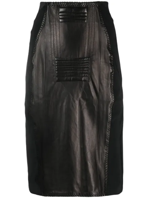 Jean Paul Gaultier Pre-Owned 1987 panelled leather pencil skirt Black JPG1436B