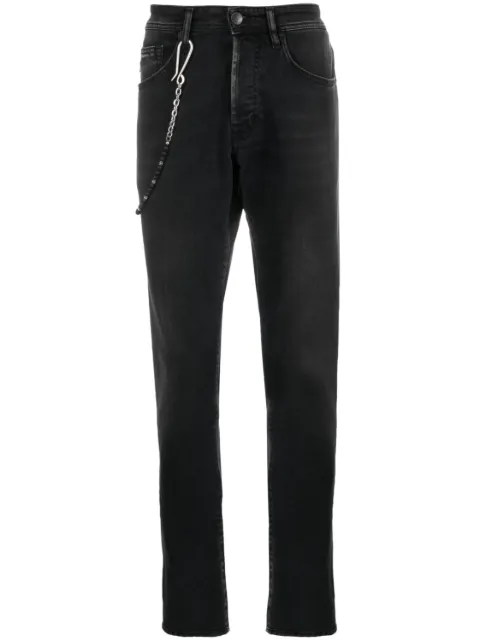 Sartoria Tramarossa chain-detail slim-fit cotton jeans Black 1980D394
