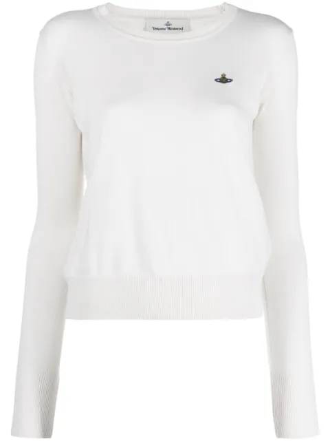 Vivienne Westwood Orb-embroidered cotton-cashmere jumper Neutrals 1803002SY0010