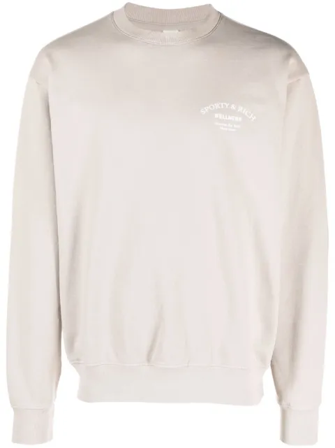 Sporty & Rich logo-print crew-neck sweatshirt Neutrals CR866