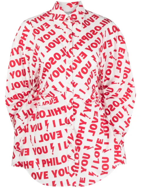 Philosophy Di Lorenzo Serafini logo-print cotton shirt White A02265742