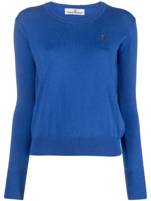 Vivienne Westwood Orb-embroidered cotton-cashmere jumper Blue 1803002SY0010