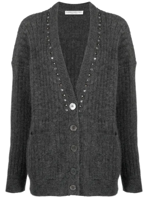 Alessandra Rich embellished wool-blend cardigan Grey FAB3488K4058