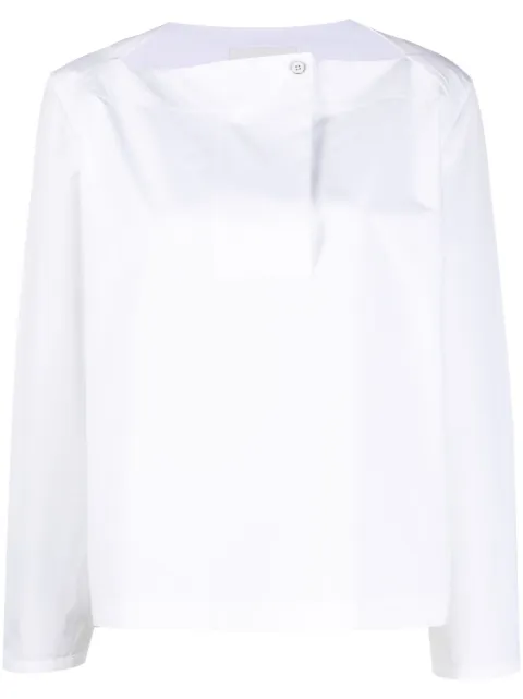 Jil Sander long-sleeved cotton blouse White J01NC0113J45002