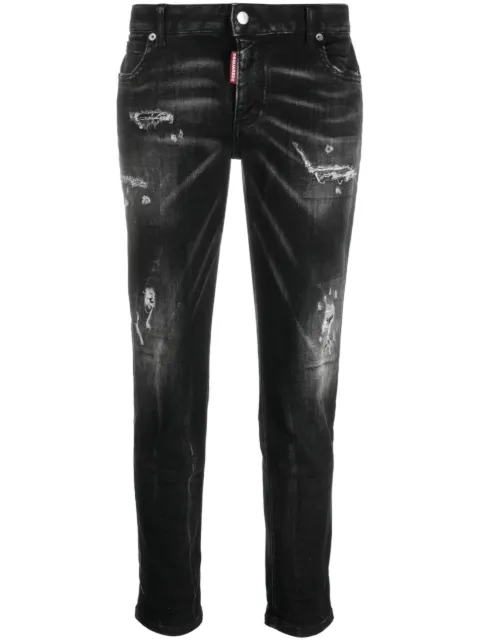 DSQUARED2 Cool Girl distressed slim-leg jeans Black S75LB0811S30802