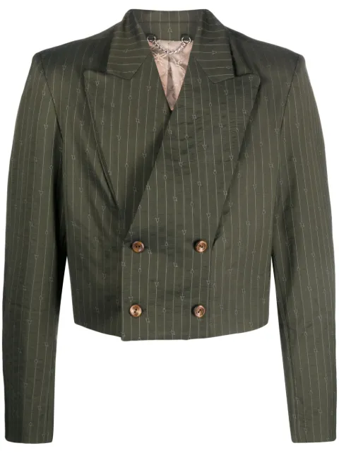 Charles Jeffrey Loverboy pinstripe cropped blazer Green CJLSS23CRSJ1