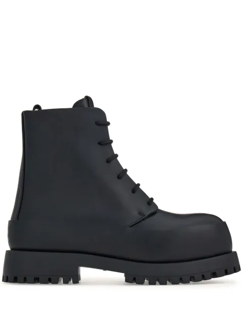 Ferragamo lace-up leather combat boots Black 766278