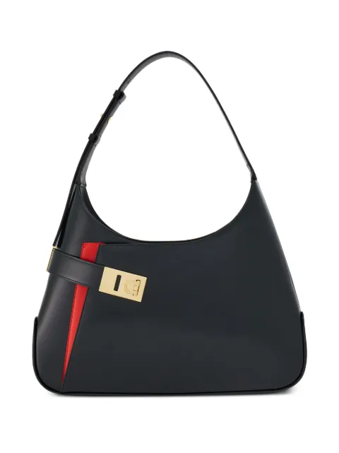 Ferragamo Hobo leather shoulder bag Black 766663