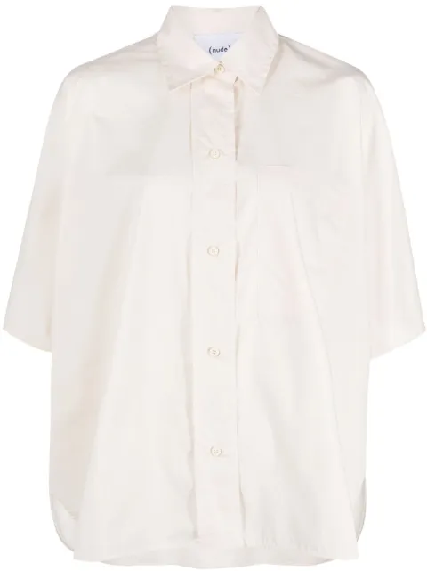 Nude short-sleeve cotton shirt Neutrals 1103534
