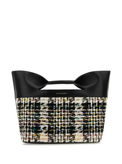 Alexander McQueen small The Bow tweed tote bag Black 7095661BLAW