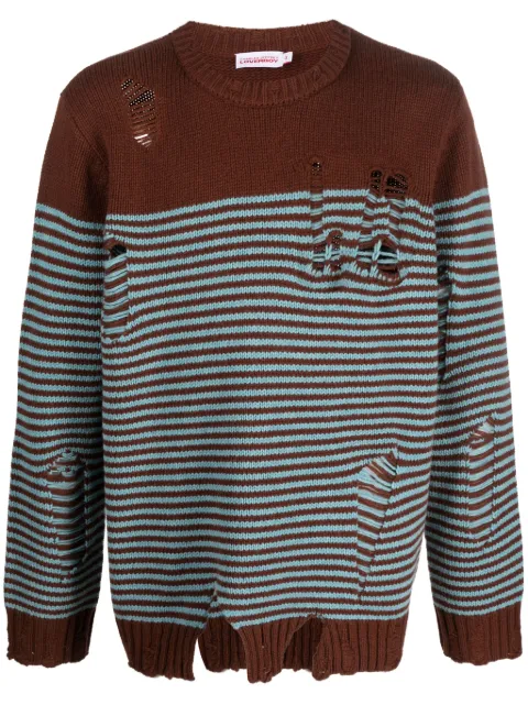 Charles Jeffrey Loverboy distressed striped jumper Blue CJLSS23MSJ1