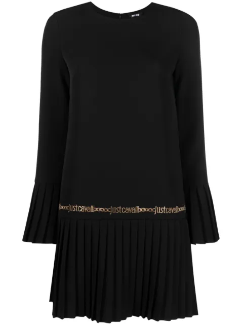 Just Cavalli logo-studded pleat-detail minidress Black 75PAO917N0103