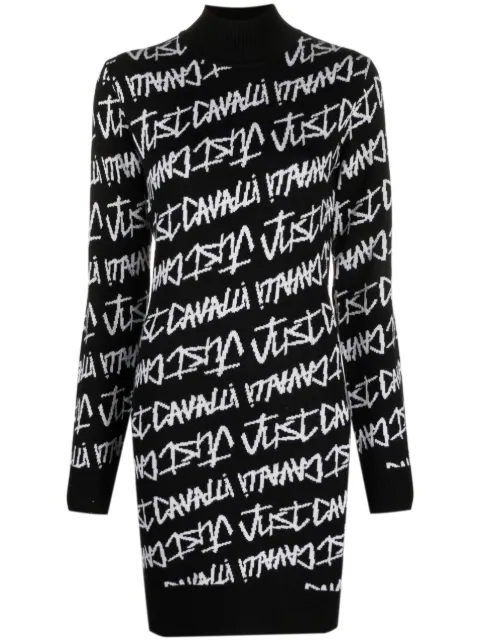 Just Cavalli intarsia-knit logo dress Black 75PAOM17CM29N